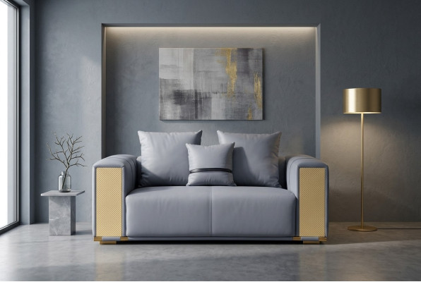 Luksusowa sofa do salonu 2 miejsce do siedzenia tapicerowana niebieska Włókienniczy Siedziba designerska kanapa nowoczesna