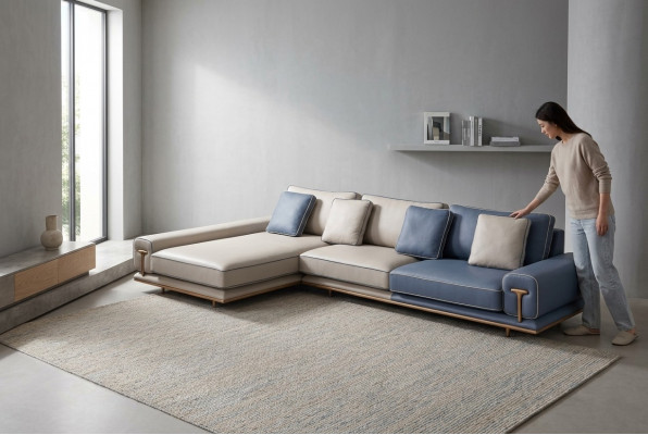 Narożnikowa kanapa L forma Zestaw narożny Duża sofa Sofa tapicerowana Sofa materiałowa Nowy salon