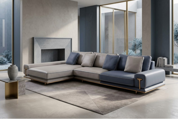 Narożnikowa kanapa L forma Zestaw narożny Duża sofa Sofa tapicerowana Sofa materiałowa Nowy salon