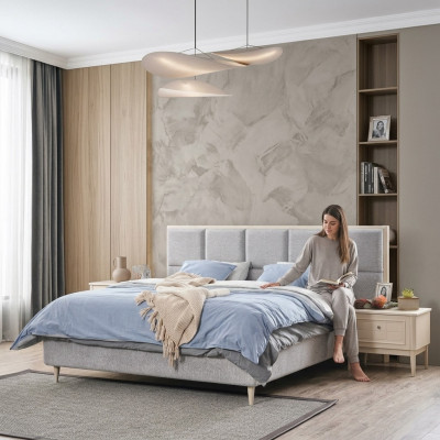 Design Sypialnia Zestaw Łóżko + 2x Szafki nocne luksusowe łóżko małżeńskie