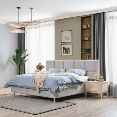 Design Sypialnia Zestaw Łóżko + 2x Szafki nocne luksusowe łóżko małżeńskie