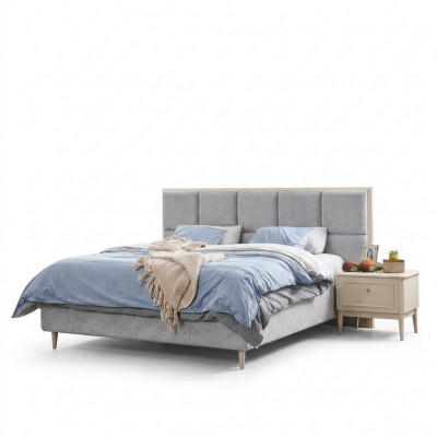 Design Sypialnia Zestaw Łóżko + 2x Szafki nocne luksusowe łóżko małżeńskie