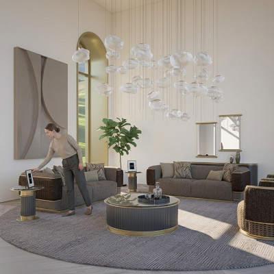 Zestaw sofowy 4-częściowa sofa Włókiennicza trzyosobowa Podkładka Fotel Nowa sofa dwuosobowa