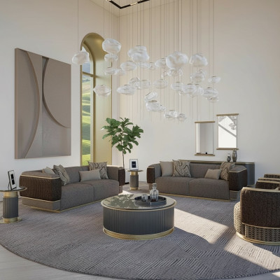 Zestaw sofowy 4-częściowa sofa Włókiennicza trzyosobowa Podkładka Fotel Nowa sofa dwuosobowa