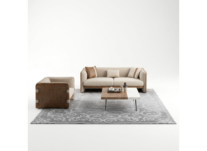 Kompletna 5-częściowa sofa trzyosobowa Meble Fotel Modern Drewno stolik kawowy