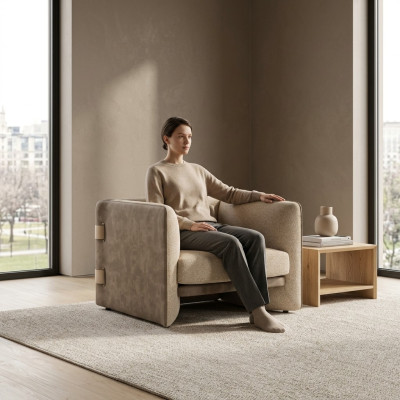 Fotel Podkładka Włókienniczy Nowoczesny Salon Siedziba Design TapicerkaFotel Meble
