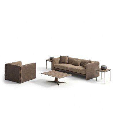 Salon Kompletna Sofa Trzyosobowa Meble tapicerowane Fotel Desing stolik kawowy