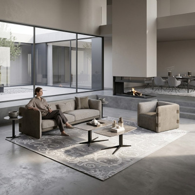 Komolett Zestaw 6-częściowa sofa trzyosobowa Nowy Fotel 2x stolik kawowy Drewno 2x Stolik