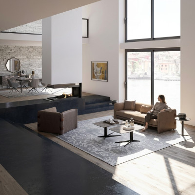 Kompletny zestaw mebli 6-częściowa nowoczesna trzyosobowa sofa Fotel Drewno 2x stolik kawowy