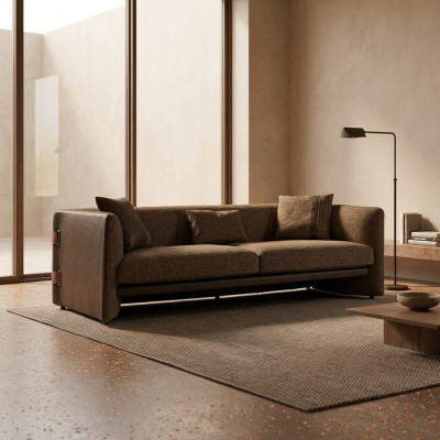 Sofa do Salonu Trzyosobowa Meble tapicerowane Kanapa Nowoczesny Design Podkładka Włókienniczy