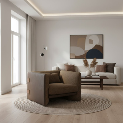 Braun Fotel Meble do Salonu Luksusowe Włókiennicze Meble tapicerowane Nowoczesny Design