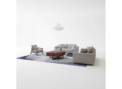 Pokój dzienny szary Zestaw sofowy 2x sofy dwuosobowe design Fotel luksusowe umeblowanie