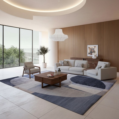 Meble tapicerowane sofa kanapa trzyosobowa salon projekt Fotel Drewno Włókienniczy