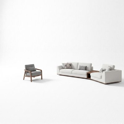 Meble tapicerowane sofa kanapa trzyosobowa salon projekt Fotel Drewno Włókienniczy