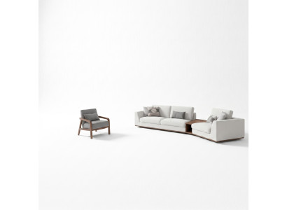 Meble tapicerowane sofa kanapa trzyosobowa salon projekt Fotel Drewno Włókienniczy