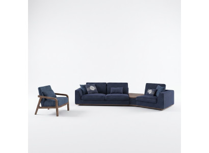 Niebieski Zestaw sofowy Zestaw sof trzyosobowych do salonu Fotel Modern Design Włókienniczy