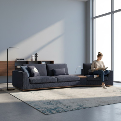 Nowoczesna niebieska trzyosobowa sofa Stylowa kanapa Design Meble do salonu Nowość