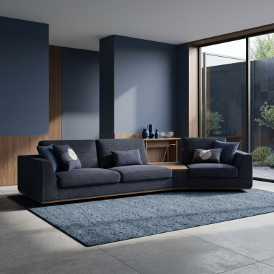 Nowoczesna niebieska trzyosobowa sofa Stylowa kanapa Design Meble do salonu Nowość