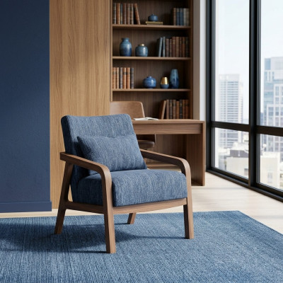 Nowoczesne Fotel Design Meble do Salonu Niebieskie Materiałowe Kanapy Włókiennicze Nowe