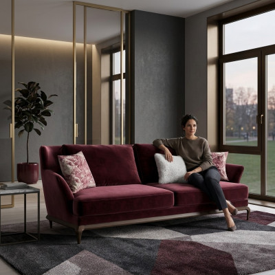 Designerska sofa materiałowa Włókienniczy sofa trzyosobowa luksusowe meble do salonu nowa