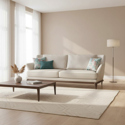 Salon Nowoczesna Trzyosobowa Sofa Biała Kanapa Design Meble Meble tapicerowane