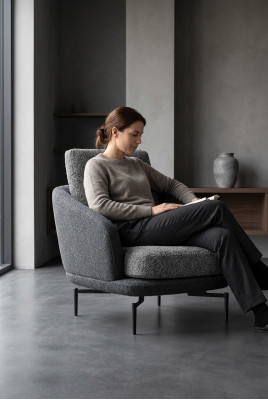 Szary Fotel Luksusowe Meble tapicerowane Living Room Design Włókienniczy PolsterFotel Nowość