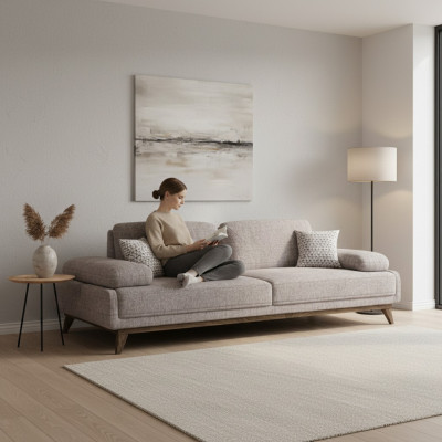 Projekt Meble tapicerowane Sofa trzyosobowa kanapa Włókienniczy salon nowoczesne wyposażenie