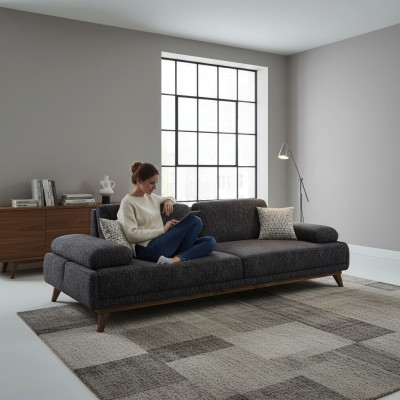 Sofa dwuosobowa Meble tapicerowane miejsce siedzące Kanapa Podkładka Materiałowa Kanapy do salonu Szara