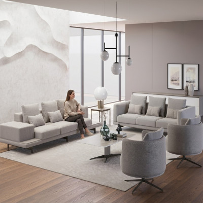 Komplet 6 sztuk 2x sofa trzyosobowa nowa 2x Fotel luksusowy stolik kawowy do salonu