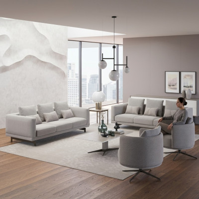 Meble tapicerowane Komplet 2x Sofa Trzyosobowa Kanapa Salon Fotel Podkładka Materiał