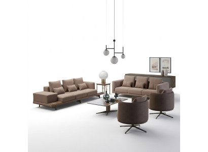 Kompletne umeblowanie 6-częściowe w kolorze brązowym 2x sofa trzyosobowa kanapa Meble tapicerowane 2x Fotel