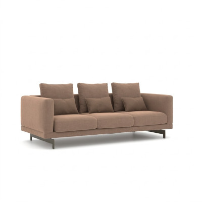 Salon Brązowa Sofa Trzyosobowa Kanapa Luksusowe meble tapicerowane Design Włókienniczy
