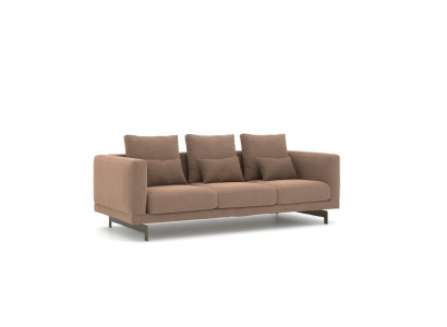 Salon Brązowa Sofa Trzyosobowa Kanapa Luksusowe meble tapicerowane Design Włókienniczy