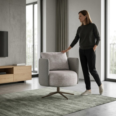Luksusowy Szary Fotel Salon Meble tapicerowane Nowoczesny Design Nowa Podkładka Materiał Włókienniczy