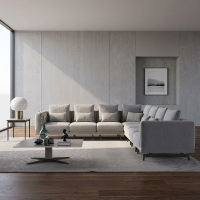 Salon Szara Sofa Kanapa Meble tapicerowane Meble tapicerowane Nowe Drewno stolik kawowy