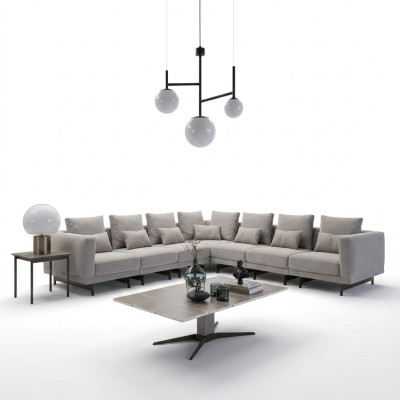 Salon Szara Sofa Kanapa Meble tapicerowane Meble tapicerowane Nowe Drewno stolik kawowy