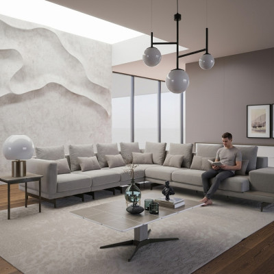 Designerska Sofa Kanapa Narożnikowa kanapa L-FormTextil Podkładka Ustawić stolik kawowy do salonu