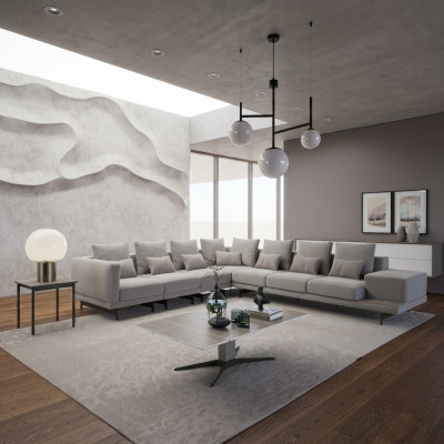 Designerska Sofa Kanapa Narożnikowa kanapa L-FormTextil Podkładka Ustawić stolik kawowy do salonu