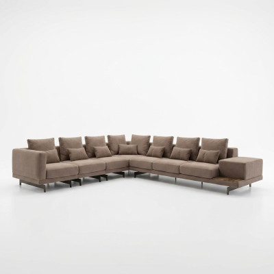 Luksusowa designerska kompletna sofa rozkładana w kształcie litery L Drewno stolik kawowy Nowość
