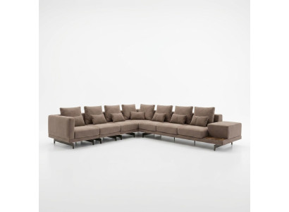 Luksusowa designerska kompletna sofa rozkładana w kształcie litery L Drewno stolik kawowy Nowość