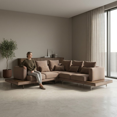 Salon Narożnikowa kanapa Nowe Meble Włókienniczy Sofa Kanapa L-Shape Luxury Meble