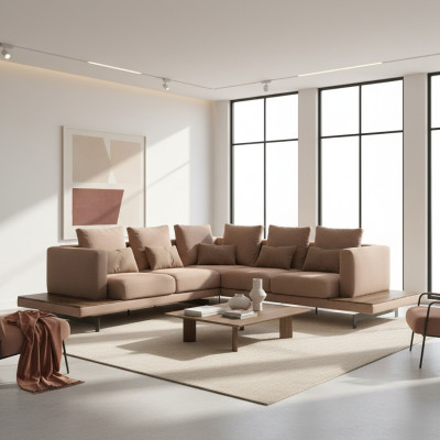 Salon Narożnikowa kanapa Nowe Meble Włókienniczy Sofa Kanapa L-Shape Luxury Meble