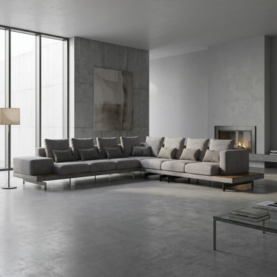 Szara Sofa Kanapa W Kształcie L Designerska Włókienniczy Meble Sofa Tapicerowana do Salonu Nowa