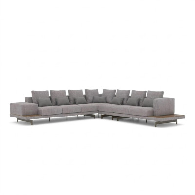 Szara Sofa Kanapa W Kształcie L Designerska Włókienniczy Meble Sofa Tapicerowana do Salonu Nowa