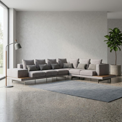 Projektant Nowe Narożnikowa kanapa L-Shape Grey Włókienniczy Meble Meble do Salonu
