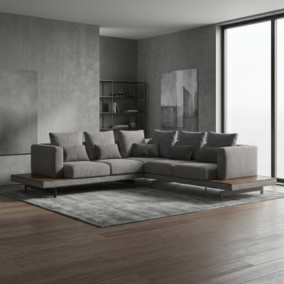 Salon Szara Włókienniczy Sofa Kanapa Designerska Luksusowa Sofa Tapicerowana w Kształcie L