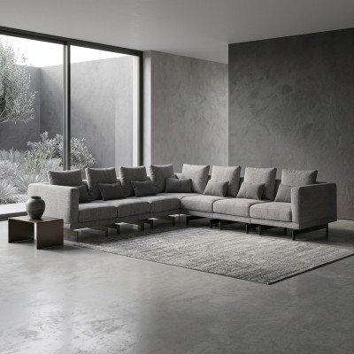 Salon Szary Narożnikowa kanapa Designerska Kanapa Włókienniczy Meble Sofa Tapicerowana w Kształcie L Nowość