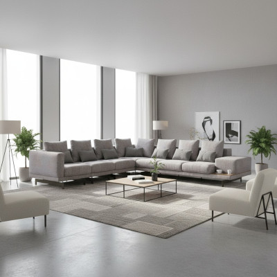 Narożnikowa kanapa Meble do salonu w kształcie litery L Designerska sofa Włókiennicza nowoczesna Ustaw