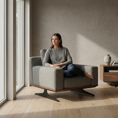Luksusowy Designerski Fotel Nowoczesne Tapicerki Fotel Meble Szary Tekstylny Siedziba Nowy