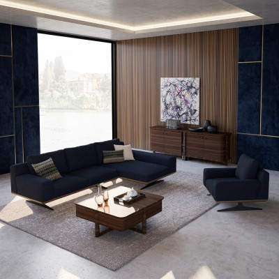 Nowoczesna niebieska Designerska Sofa Tapicerowana Luksusowa Podkładka Włókiennicza